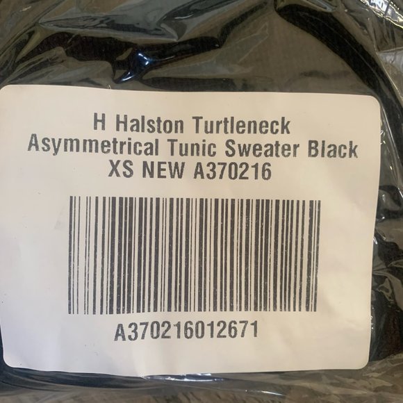 NWT H NY HALSTON TURTLENECK ASYMMETRICAL TUNIC SWEATER BLACK XS - Picture 5 of 6